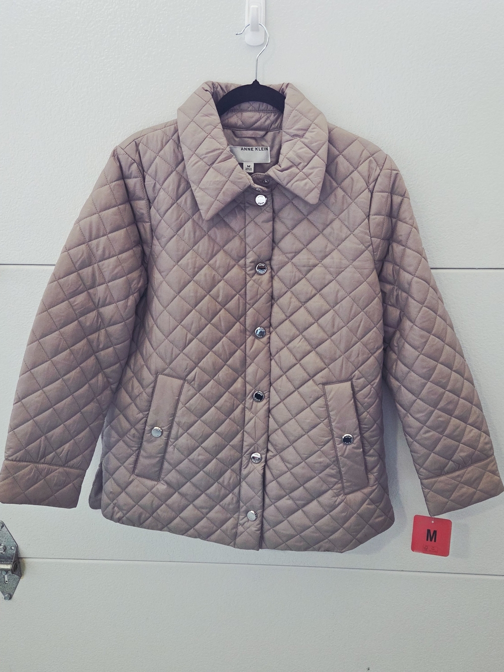 Anne Klein Quilted Button-Front Jacket in Taupe